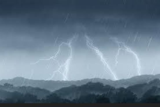 Rain with thunder and lightning in hilly areas
