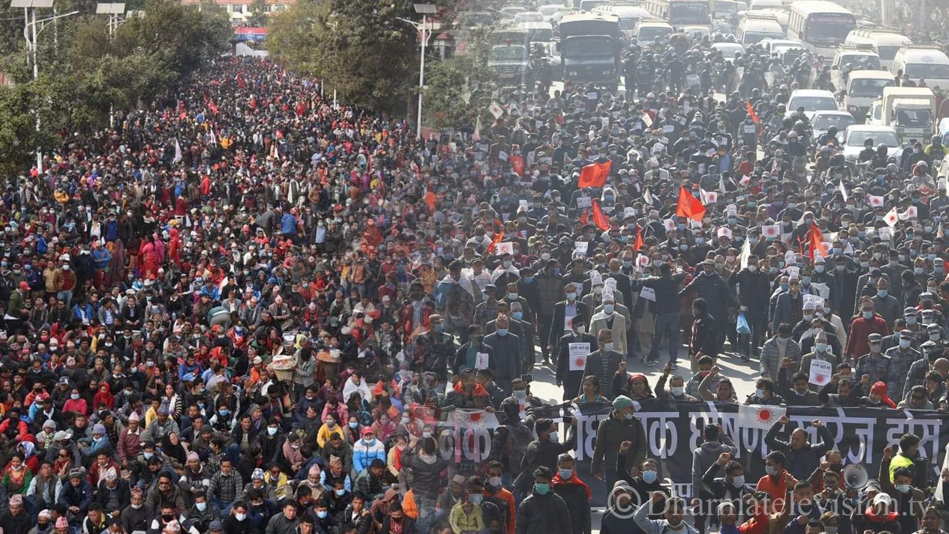 Dahal-Nepal group demonstrating in Kathmandu today