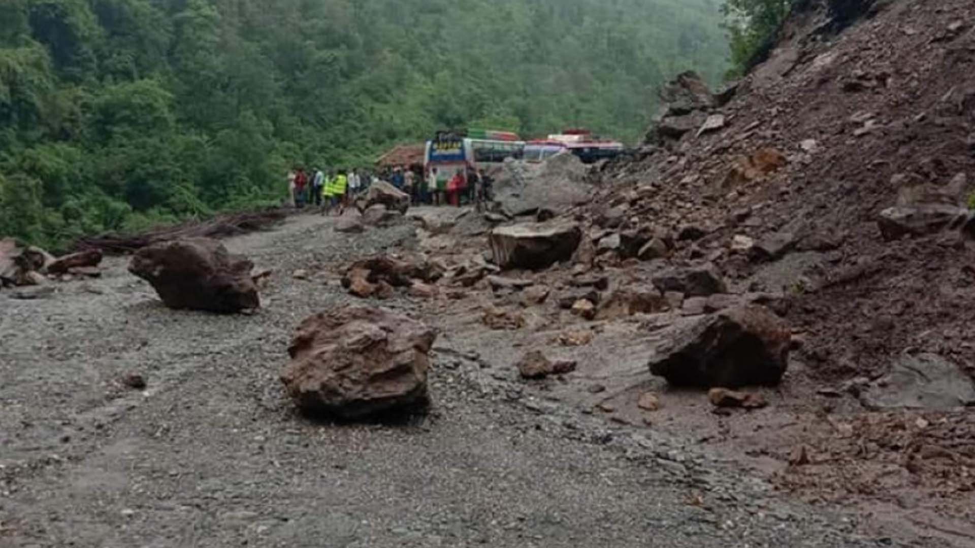 Karnali highway blocked due to Landslides caused by Excessive Rains Opened