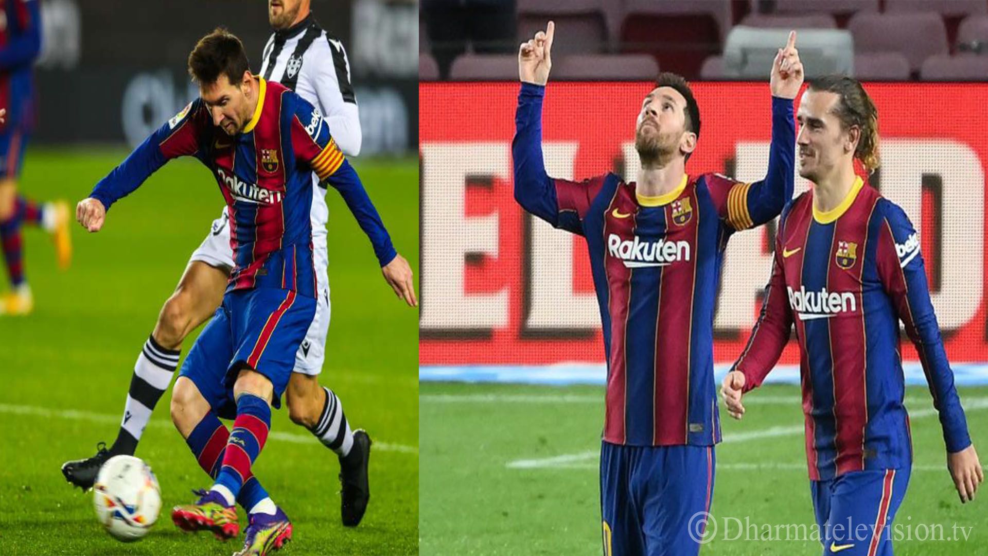 Messi's two goals in a record game, Barcelona's easy victory