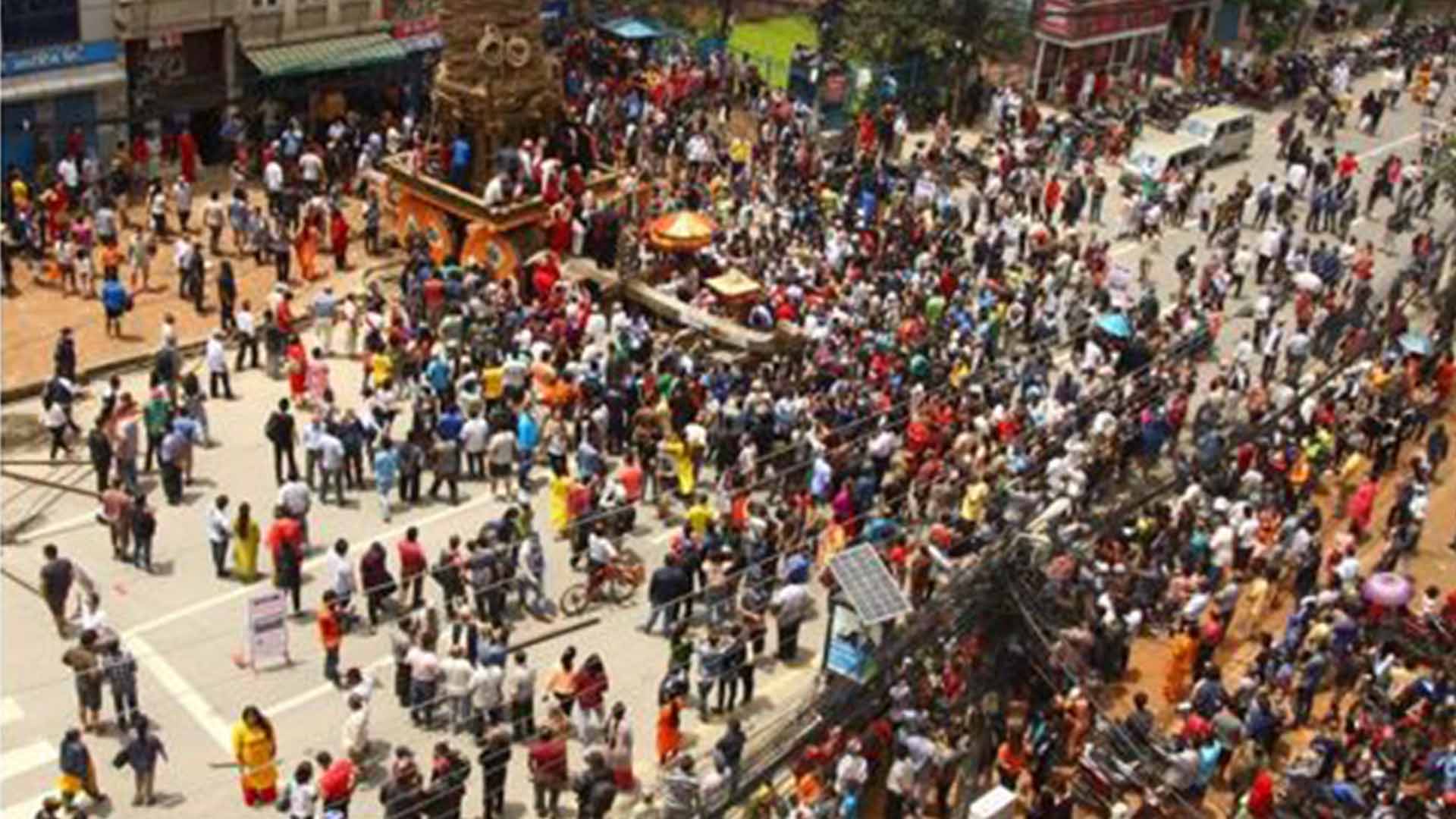 Protest in Pulchwok for Rato Machhindranath's chariot ride